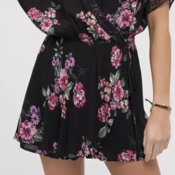 Blu Pepper Other Blu Pepper Black Floral Wrap Romper Poshmark